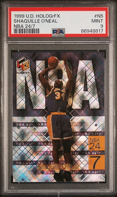 1999 Upper Deck Hologrfx Nba 24/7 N5 Shaquille O'neal PSA 9