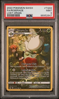 2022 Pokemon Sword & Shield Lost Origin Tg02 Full Art/roserade PSA 9