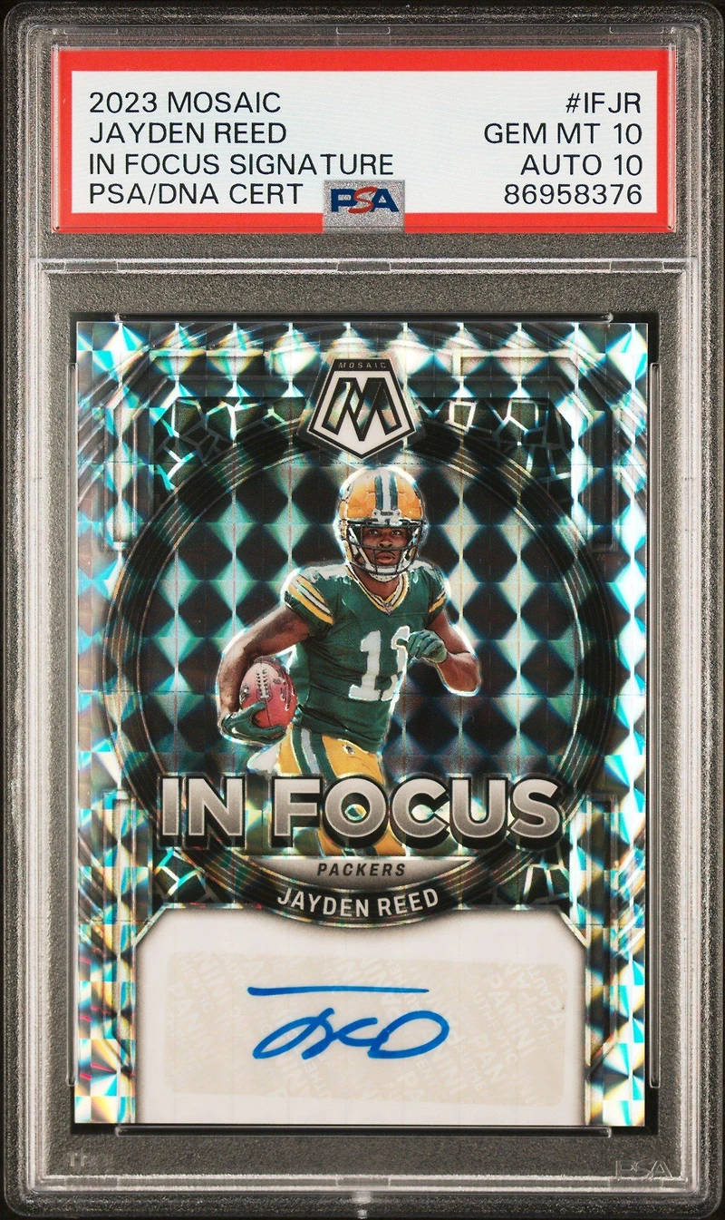 2023 Panini Mosaic In Focus Signature Ifjr Jayden Reed PSA 10