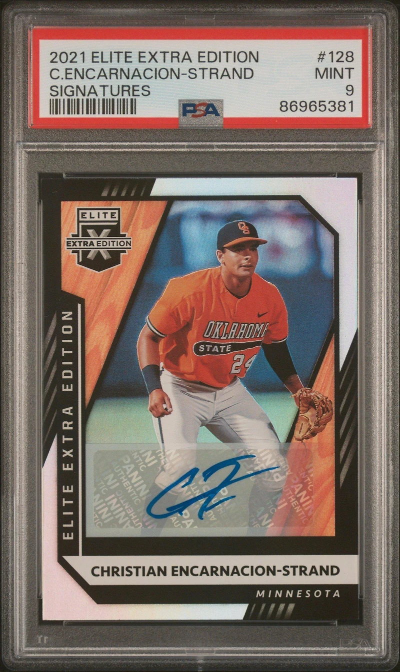 2021 Panini Elite Extra Edition 128 Christian Encarnacion-strand Signatures PSA 9