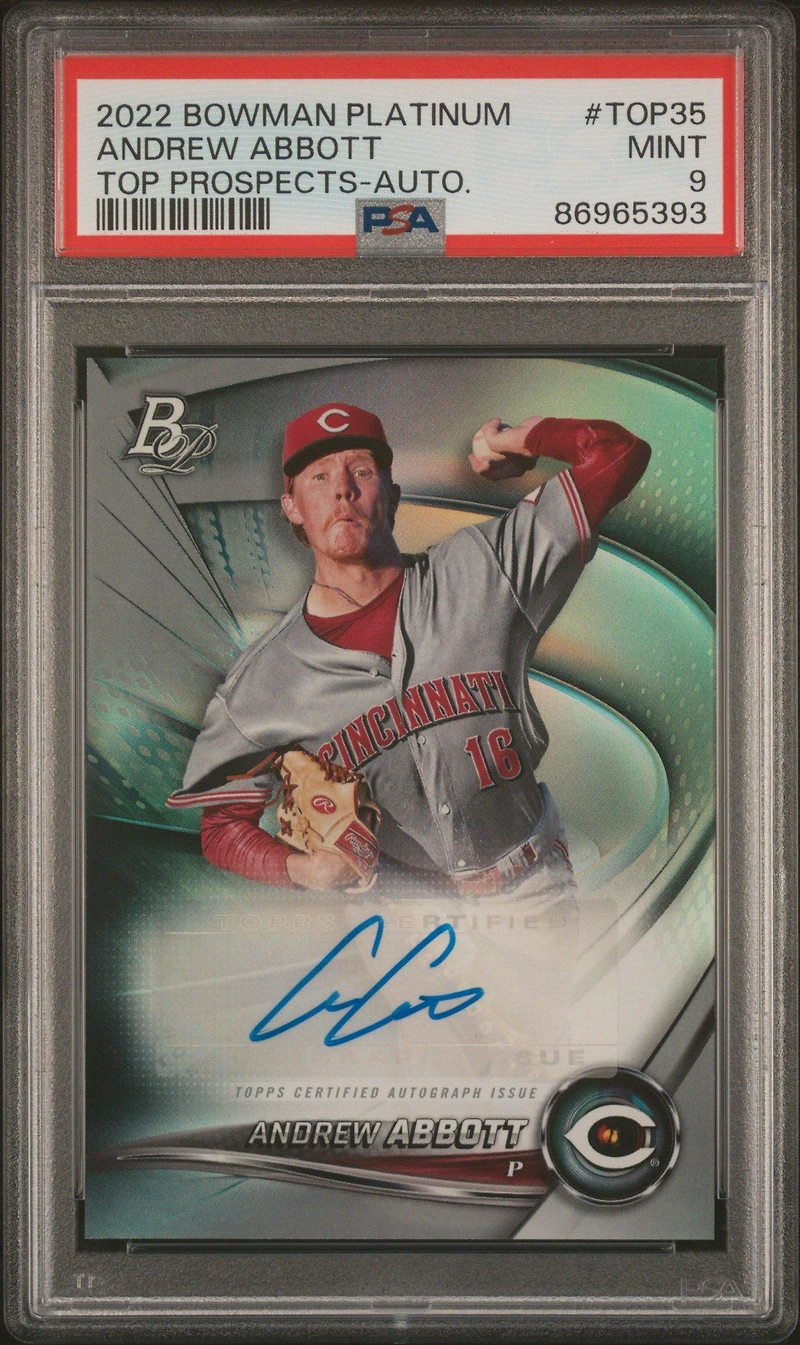 2022 Bowman Platinum Top Prospects Top35 Andrew Abbott PSA 9