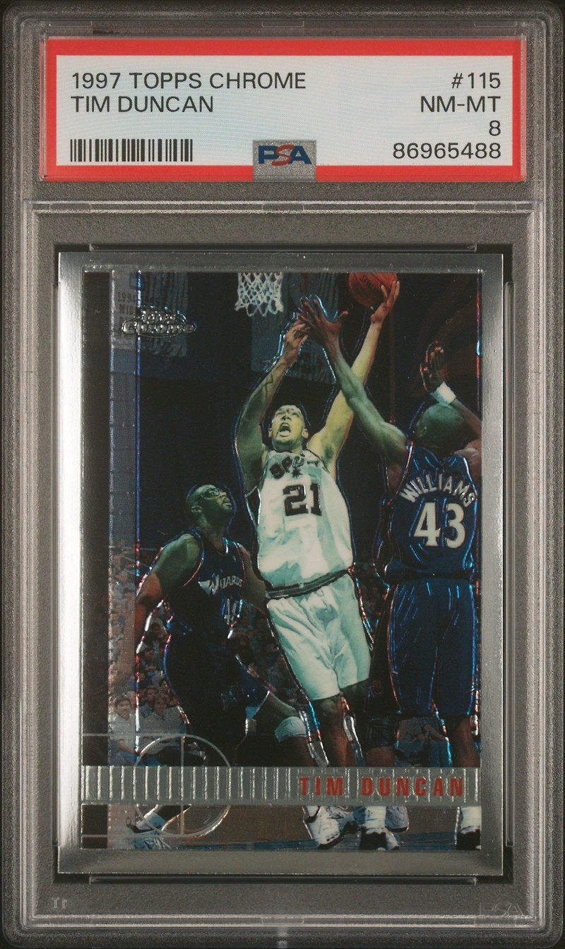 1997 Topps Chrome 115 Tim Duncan PSA 8