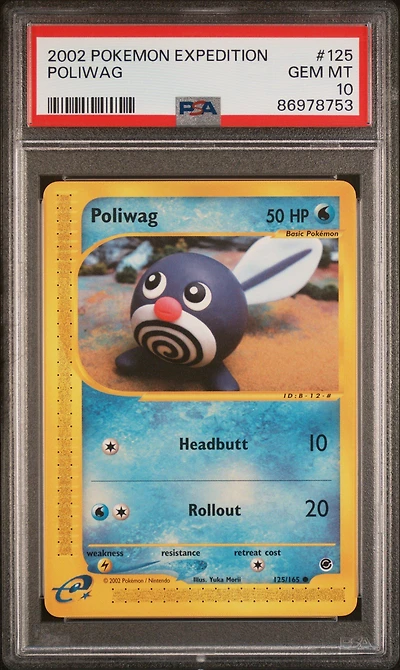 2002 Pokemon Expedition 125 Poliwag PSA