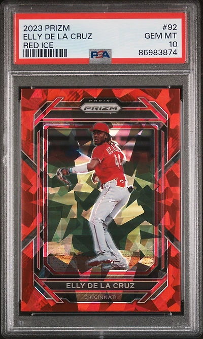 2023 Panini Prizm 92 Elly De La Cruz Red Ice PSA 10