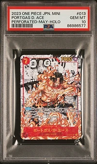 2023 One Piece Japanese Saikyo Jump Mini Promos 013 Portgas D. Ace Perforated-may-holo PSA 10