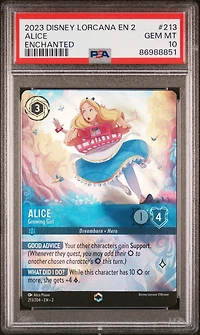 2023 Disney Lorcana En 2-rise Of The Floodborn 213 Alice PSA 10