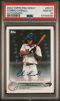 2022 Topps Pro Debut Pd73 Corbin Carroll Autograph PSA 10