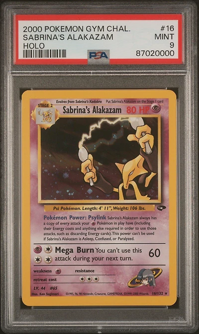 2000 Pokemon Gym Challenge 16 Sabrina's Alakazam PSA 9