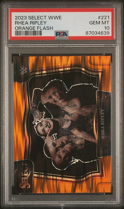 2023 Panini Select Wwe 221 Rhea Ripley Orange Flash PSA 10