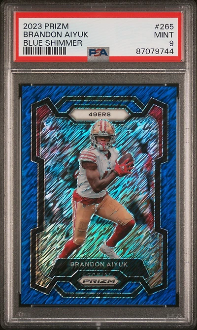 2023 Panini Prizm 265 Brandon Aiyuk Blue Shimmer PSA 9