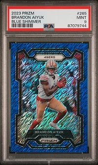 2023 Panini Prizm 265 Brandon Aiyuk Blue Shimmer PSA 9