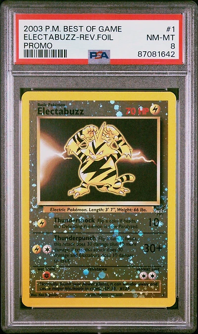 2003 Pokemon Best Of Game Promo 1 Electabuzz-reverse Foil PSA 8
