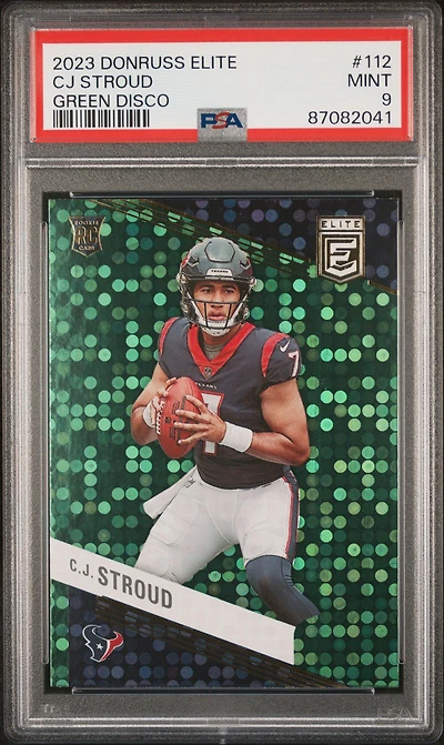 2023 Panini Donruss Elite 112 Cj Stroud Green Disco PSA