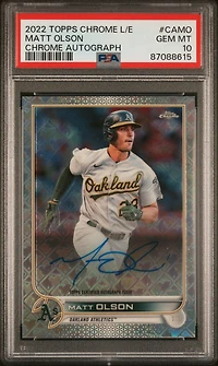 2022 Topps Chrome Logofractor Edition Chrome Autographs Camo Matt Olson PSA 10