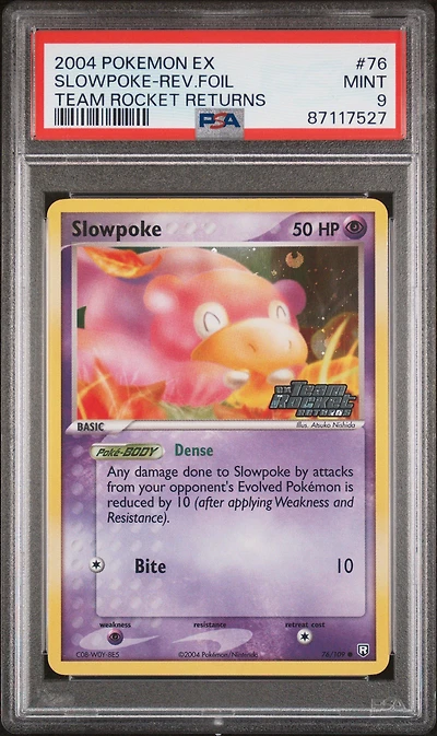 2004 Pokemon Ex Team Rocket Returns 76 Slowpoke-reverse Foil PSA 9