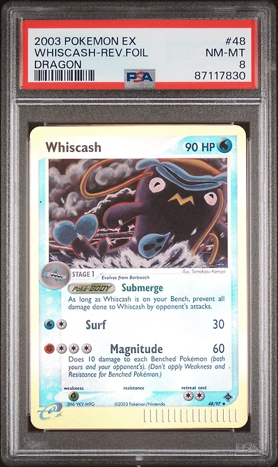 2003 Pokemon Ex Dragon 48 Whiscash-reverse Foil PSA 8