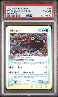 2003 Pokemon Ex Dragon 48 Whiscash-reverse Foil PSA 8