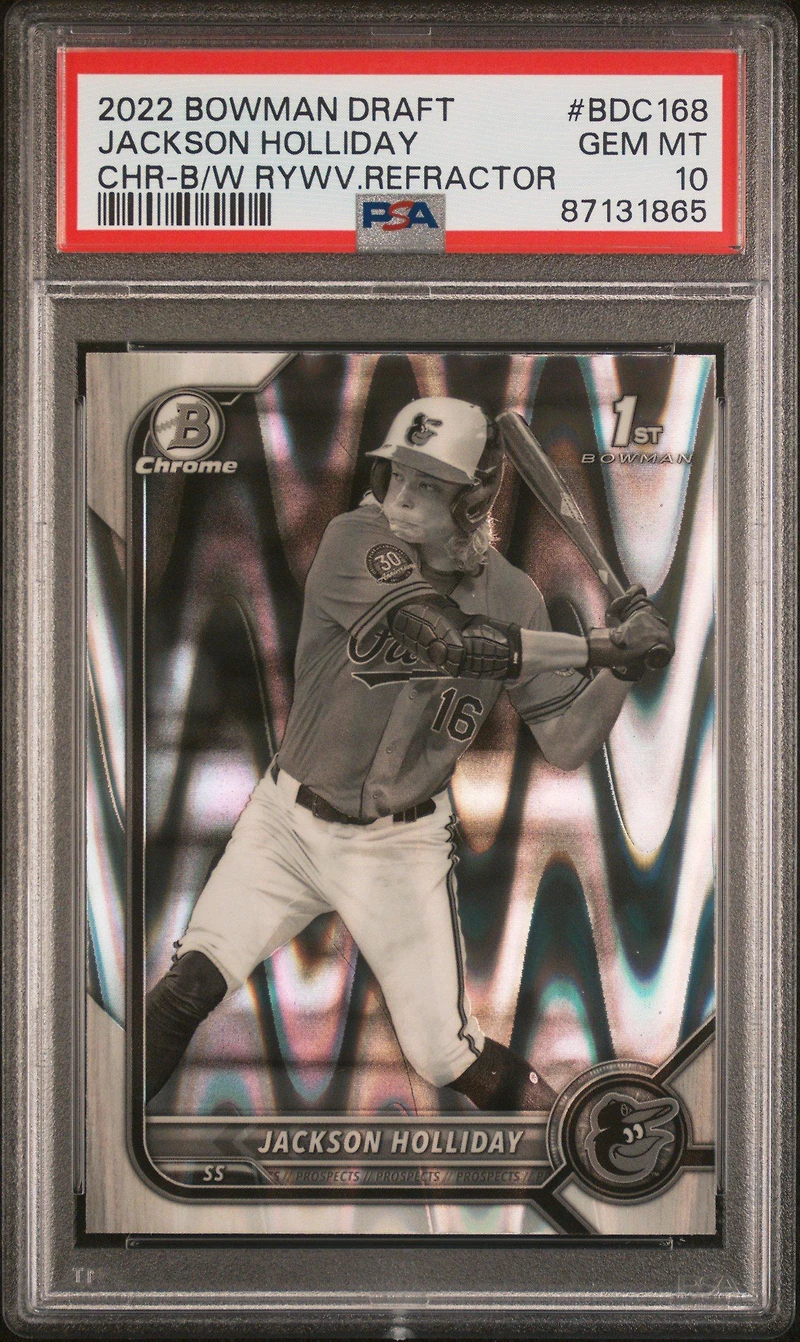 2022 Bowman Draft Bdc168 Jackson Holliday Chrome-black & White Raywave Refractor PSA 10