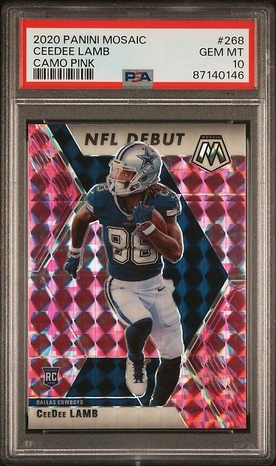 2020 Panini Mosaic 268 Ceedee Lamb Camo Pink PSA 10