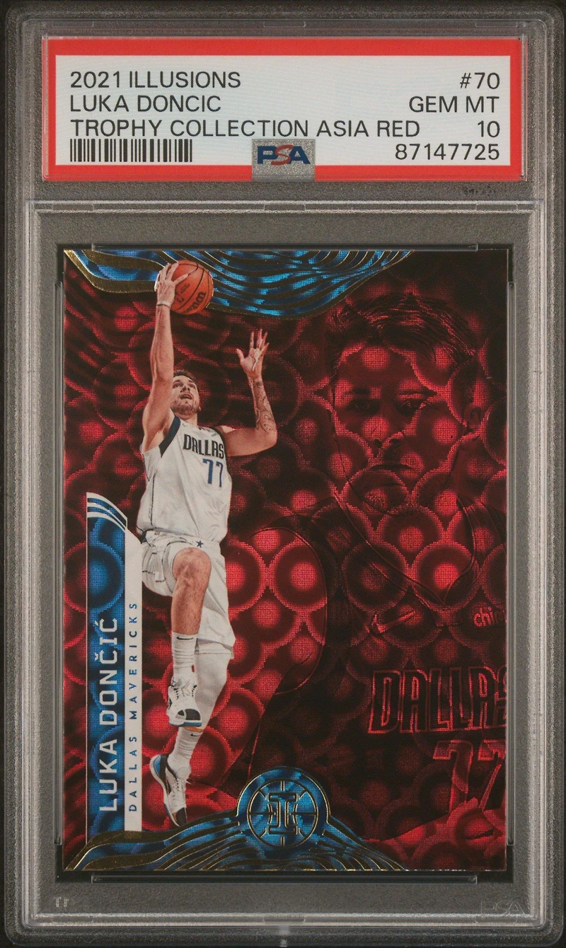 2021 Panini Illusions 70 Luka Doncic Trophy Collection Asia Red PSA 10