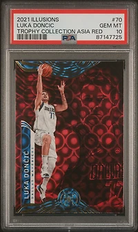 2021 Panini Illusions 70 Luka Doncic Trophy Collection Asia Red PSA 10