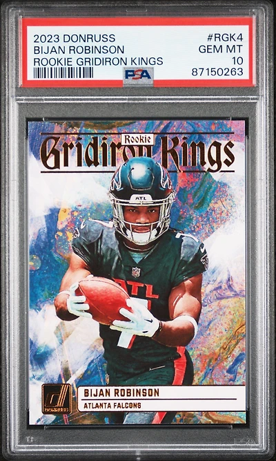 2023 Panini Donruss Rookie Gridiron Kings Rgk4 Bijan Robinson PSA 10