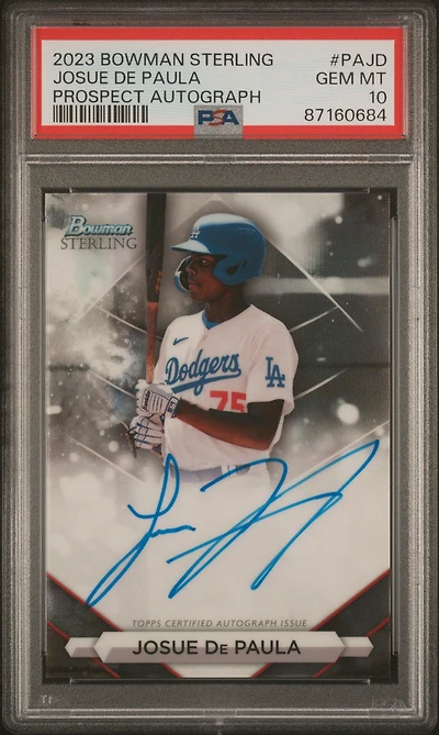 2023 Bowman Sterling Prospect Autographs Pajd Josue De Paula PSA 10