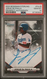 2023 Bowman Sterling Prospect Autographs Pajd Josue De Paula PSA 10