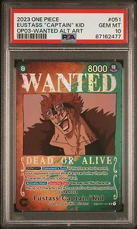 2023 One Piece Op03-pillars Of Strength 051 Eustass "captain" Kid Wanted Alternate Art PSA 10