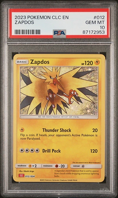 2023 Pokemon Clc-trading Card Game Classic Charizard & Ho-oh Ex Deck 012 Zapdos PSA 10