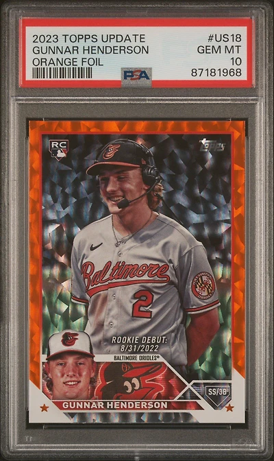 2023 Topps Update Us18 Gunnar Henderson Orange Foil PSA 10