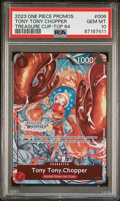 2023 One Piece Promos 006 Tony Tony Chopper Treasure Cup 2023-top 64 PSA 10