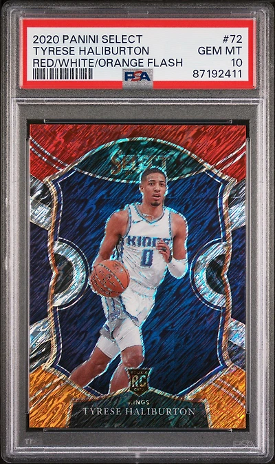 2020 Panini Select 72 Tyrese Haliburton Red/white/orange Flash PSA 10