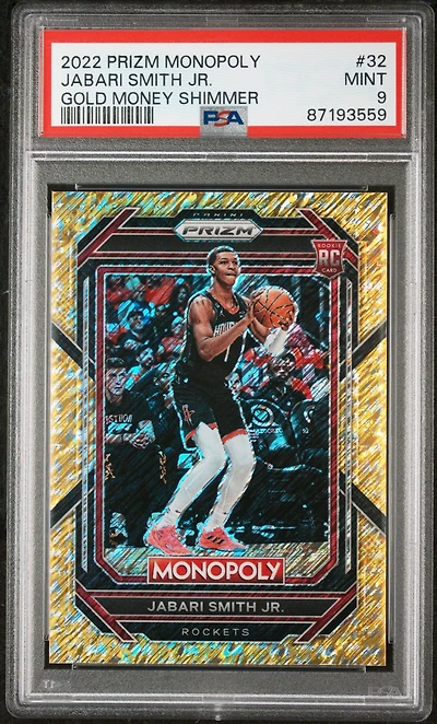 2022 Panini Prizm Monopoly 32 Jabari Smith Jr. Gold Money Shimmer PSA 9