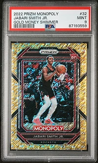 2022 Panini Prizm Monopoly 32 Jabari Smith Jr. Gold Money Shimmer PSA 9