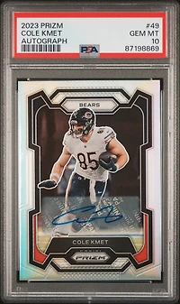 2023 Panini Prizm 49 Cole Kmet Autograph PSA 10
