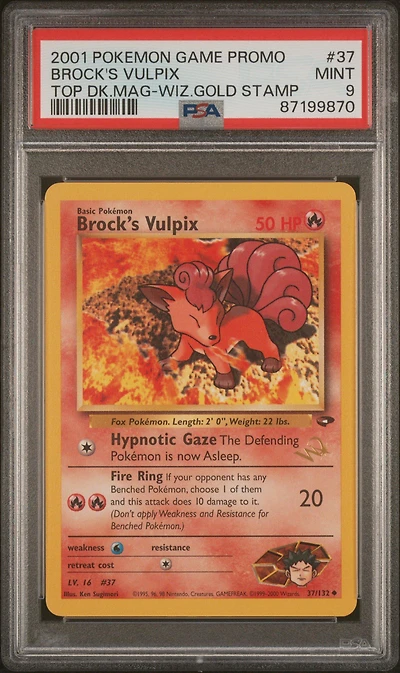2001 Pokemon Game Promo 37 Brock's Vulpix Top Deck Magazine W/wizards Gold Stamp PSA 9