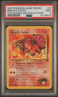 2001 Pokemon Game Promo 37 Brock's Vulpix Top Deck Magazine W/wizards Gold Stamp PSA 9