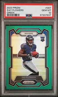 2023 Panini Prizm 307 Zay Flowers Green Prizm PSA 10