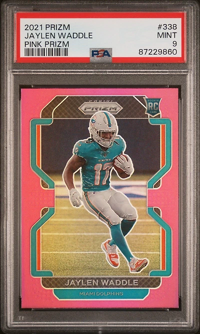 2021 Panini Prizm 338 Jaylen Waddle Pink Prizm PSA 9