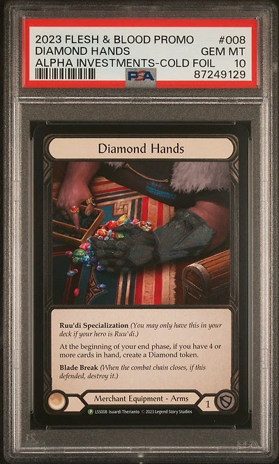 2023 Flesh And Blood Promo 008 Diamond Hands Alpha Investments-cold Foil PSA 10