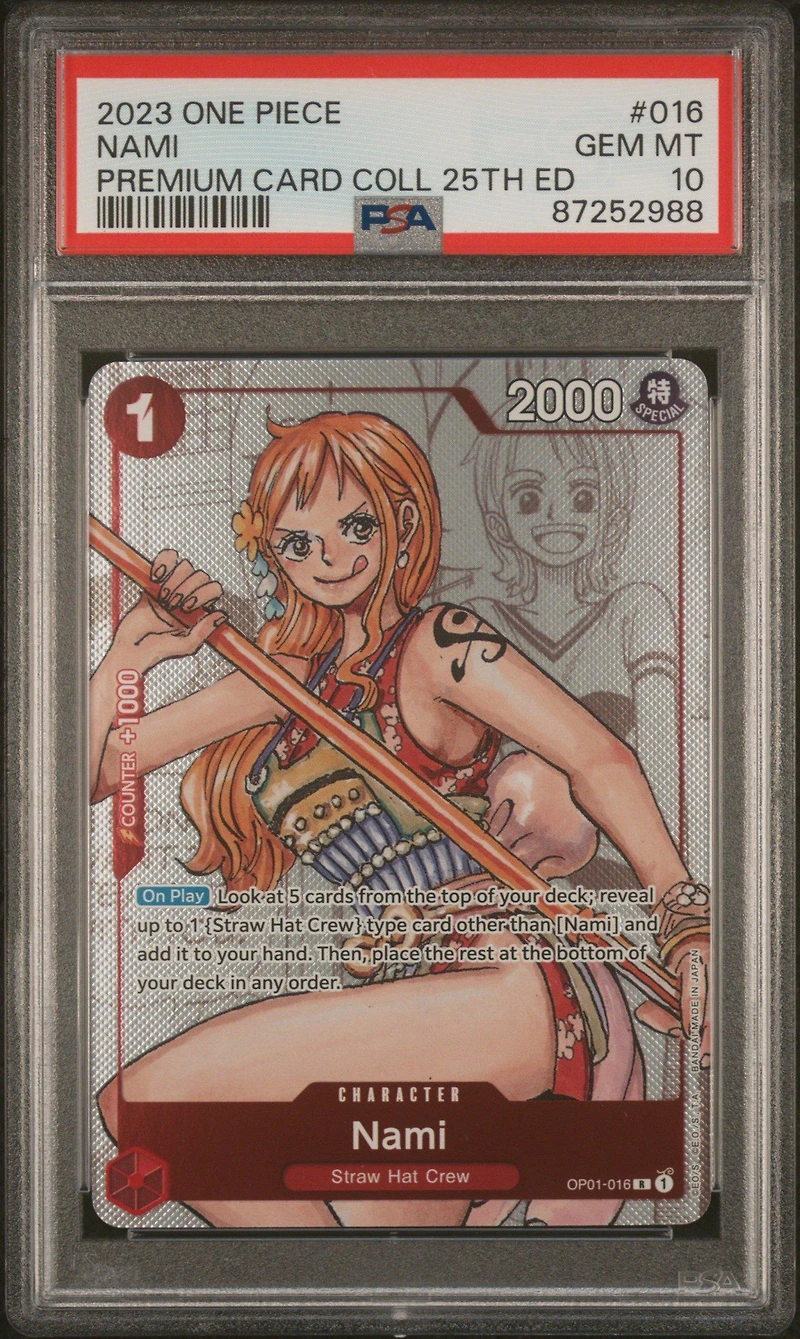 2023 One Piece Premium Bandai Premium Card Collection 25th Edition 016 Nami PSA 10