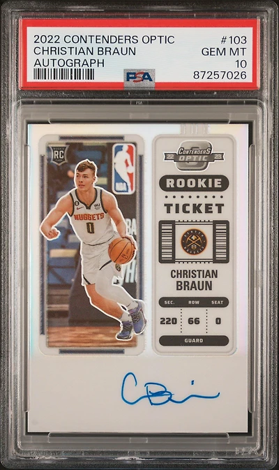 2022 Panini Contenders Optic 103 Christian Braun PSA 10