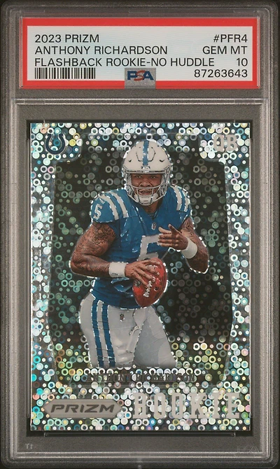 2023 Panini Prizm Prizm Flashback Rookie Pfr4 Anthony Richardson No Huddle PSA 10