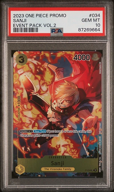 2023 One Piece Promos 034 Sanji Event Pack Vol.2 PSA 10