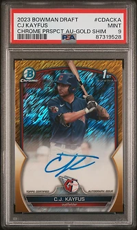 2023 Bowman Draft Chrome Prospect Autograph Cdacka Cj Kayfus Gold Shimmer PSA 9
