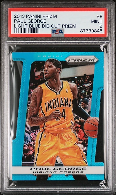 2013 Panini Prizm 8 Paul George Light Blue Die-cut Prizm PSA 9