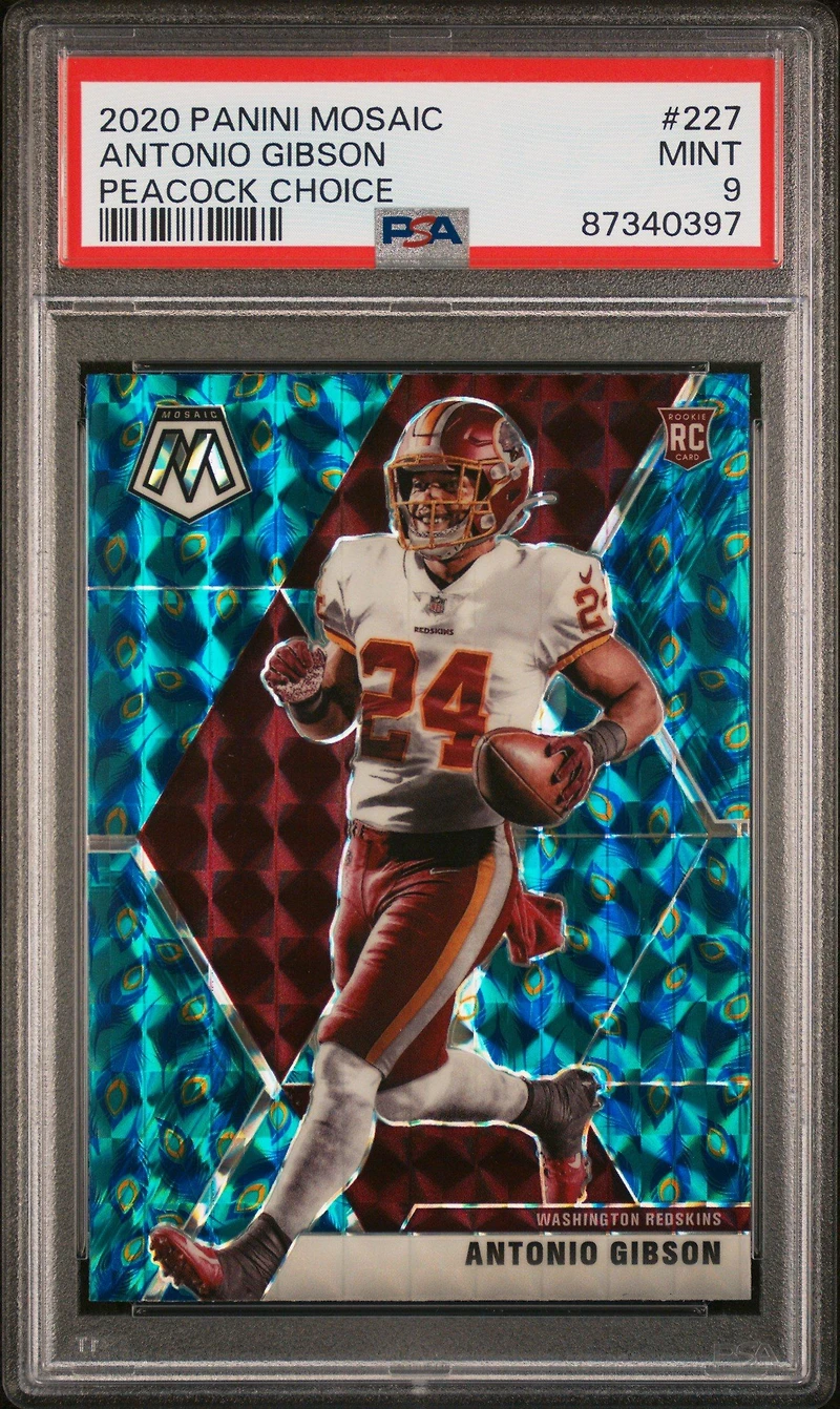 2020 Panini Mosaic 227 Antonio Gibson Peacock Choice PSA 9