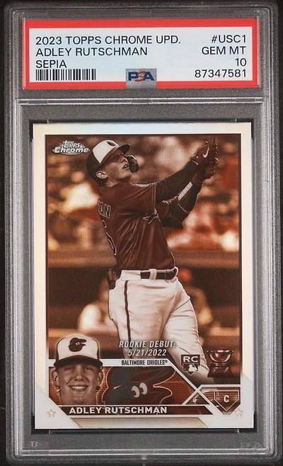 2023 Topps Chrome Update Usc1 Adley Rutschman Sepia Refractor PSA 10
