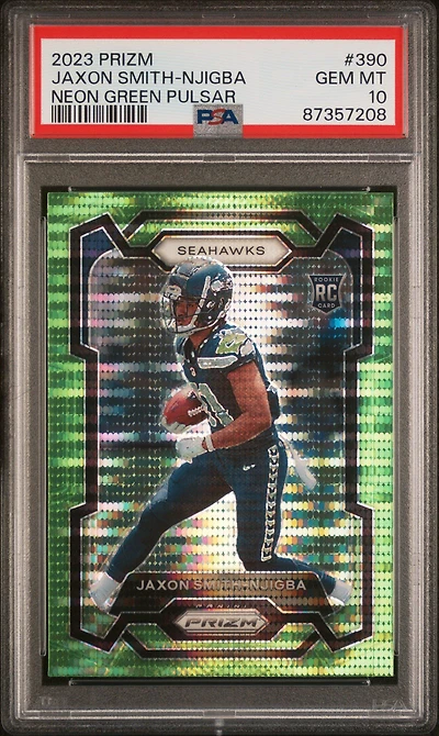 2023 Panini Prizm 390 Jaxon Smith-njigba Neon Green Pulsar PSA 10